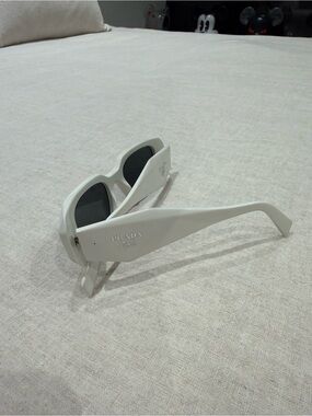 Prada White Chunky Rectangular Sunglasses